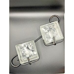 Square Glass Vase/Black Iron Hanging Plant Decoration/Propagation Station 13.5"